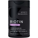 Sports Research ® Biotin 10,000mcg s organickým kokosovým olejem - Biotin (vitamin B7) pro zdravou pleť a podporu vlasů * - pro ženy a muže - Vegan, Non- GMO, gluten & Soy- Free - 120 Veggie Softgels