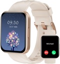 RUIMEN Smart Hodinky pro ženy muže (Odpověď / Make volání) Kompatibilní s iPhone / Android telefony, 1.85 "HD Screen Fitness Tracker Heart Rate Monitor 100 + Sports Tracker Watch Vodotěsné (Mléčné bílé)