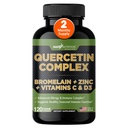 Gade Nutrition Organic Quercetin s bromelainovým vitamínem C a zinkem 124; doplněk imunitní podpory Quercetin 500mg Kapsle 124; Bioflavonoidy vyrobené v USA Třetí strana Testováno