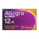 Allegra Adult 12- Hour Alleries Relief Tablets, Non- Drowsy Indoor and Outdoor Allerics Medicine, 60 mg Fexofenadine HCI Antihistaminium Pill, 12- Počet