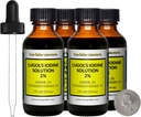 Lugol 's jód / 2% Solution / 8 Oz in Four Amber Glass Bottles / Free Droppers / USA