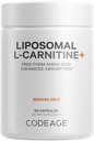 Kodeage Lipozomální L- karnitin + dodatek - 500 mg L- karnitin L- tartarát per Serving - Free- Form Amino Acid - Karnitin - Lipozomální dodávka - Vegan, Non- GMO, gluten- Free - 90 Kapsle
