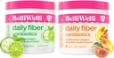 Denní Fiber dodatek Bundle s kolagenem, probiotika, elektrolyty a hydratační podpora - Cucumber Lime Mint & Peach Mango Flavors - Promotes Digestive, Skin Health, Gut Balance - 32 Služeb