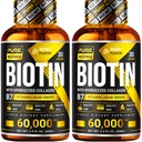 PURE VÝZKUM Biotin & kolagen 60,000mcg růst vlasů tekuté kapky, Podpory: Silné hřebíky, Žhnoucí kůže, Zdravý růst vlasů, více absorpce než kapsle & pilulky (4Fl Oz)