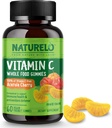 NATURELO Celé jídlo Vitamin C Gummies, Vitamin C z Acerola Cherry, Plant- based Supplement, 60 Vegan- Friendly Gummies