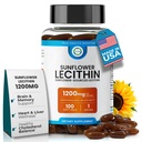 Slunečnice Lecithin 1200 MG 100 Softgels, 100- denní dodávky Garantované čisté, non-GMO, Soy- Free, Podporuje mozek, srdce, Nerve, jaterní zdraví, kognitivní funkce, zdravý cholesterol, vysoká absorpční vzorec