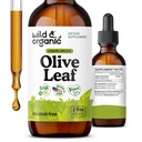 Wild & Organic Olive Leaf Extract Liquid Drops - Antioxidant & Imunitation Supplement - Oleuropein Olive Leaf - Vegan, Cukr & Alcohol- Free Drops - 2 fl oz