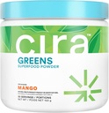 Cira Daily Green - Přirozeně slazené, Organic Spirulina Superfood Powder with Premium, Antioxidant- Bohaté ingredience pro defloating, Digestion, & Energy - Mango, 30 Služeb