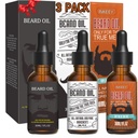 3 Pack Beard Oil pro muže, Klimatizace a hydratační pro lepší růst vousů - Dárková sada (Fengyin zelený čaj / Glamour hnutí / Azure)