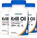 Nutricost Krill Oil 1000mg; 60 Liquid Softgels (3 lahve) - Omega33 EPA-DHA