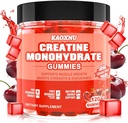 Kreatin- monohydrát Gummies 5600mg pro muže a ženy, 120 CT Žvýkací gumy pro podporu svalů, Energy Boost, 5.6g kreatin- monohydrát na servírování - bez cukru, Vegan (třešňový flavor)