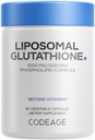 Codeage Liposomal Glutathione 1000 mg Supplement, High- Potency Reduced L- Glutathione - Liposomální dodávka - Fosfolipidy - Non- GMO, Gluten- Free - 60 Kapsle