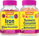WellYeah Iron + Vitamin C Děti + Kurkumin Kurkumin Děti, Gummies Bundle - Great Ochutnávka, Vitamin dodatek, gluten zdarma, GMO zdarma, Žvýkací žlab