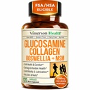 Glucosamine Chondroitin MSM s hydrolyzovanými kolagenovými peptidy - Dodatek společné podpory s Quercetin, Bromelain & Bohwellia Extract - Kolagenové pilulky pro vlasové kožní nehty - FSA způsobilé 120 Caps