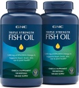 GNC Triple Strength Fish Oil, Twin Pack, 120 Softgels per Bottle, podporuje srdce, mozek, kůže, oko a společné zdraví