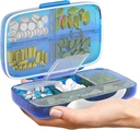 Pill Organizátor Airtensive Pill Box Velká Pill Dipenser Domů Cestovní doplněk Držák přenosný vitamin Sorter Jumbo Velikost 8 Kompatibilní vzduchotěsný vitamin Kontainer Denní medicína Cestování Essentials