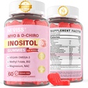 Myo- Inositol & D- Chiro Inositol Gummies Sugar Free, Ideal 40: 1 Ratio Inositol Dodatek pro ženy w / Vegan Omega33, D3, Magnesium, Methyl Folát, B12, Inositol Multivitamin pro ženské celkové zdraví