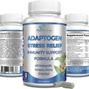 Adaptogen Stress Relief Imunitation Support Formule - Adaptogenní Adrenal Podpora s Ashwagandha, Astragalus, Ginseng, Svatý Basil, Rhoddiola, Amla, Maca, Schisandra, Non- GMO - 60 Kapsle