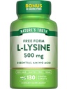 Nature 's Truth L- Lysin 500mg CLAS124; 130 Coated Caplet CLAS124; Free Form CLAS124; Essential Amino Acid CLAS124; Vegan, Non- GMO, & gluten Free Supplement
