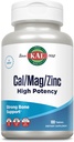 KAL Cal / Mag / Zinek CLA124; 1000mg vápníku, 400mg hořčíku a 15mg zinku CLA124; kosti, svaly, srdce a imunitní podpora CLA124; 100ct, 33 Serv