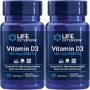 Life Extension Vitamin D3 125 Mcg (5000 I) - Podporuje zdraví kostí, zdraví mozku a imunitní funkce - Non- GMO - Gluten- Free - Two Pack - 2 x 60 Softgels