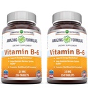 Amazing Vitamín B6 Pyridoxin 25mg 250 Tablet Dodatek 124; Non- GMO 124; Gluten zdarma 124; Made in USA (2 Pack)