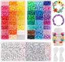Quefe 3960ks Pony korálky pro přátelství Náramek Kit 48 Barvy Kandi korálky Set, 2400ks Plastové Rainbow Bulk a 1560ks Dopisní korálky s 20 Meter elastické závity pro Craft šperky náhrdelník
