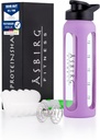 Fitness 124; 24 oz Glass Protein Shaker Bottle - BPA-Free, Leakproof Lid, nerezová ocel míchací koule & Silicone Sleeve - Gym Shaker for Smoothies, Shakes & Pre- Workout - Pastel Purple