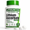 Lithium Ascorbate 1mg - Bezpečná alternativa k otočení lithia - Microdog Lithium Supplement for Mood, Focus & Calm - Vitamin C Support - 60 Tablet - Made in USA