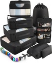 Veken 10 set / 8 Set Balení kuby pro cestovní Essentials, Kufr Pořadatel tašky ve 4 velikosti, Carry- na zavazadla příslušenství s velkým prádelna & toaletní taška, Mustbeal pro letadlo, Road Trip & Camping