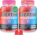 Kreatin Monohydrát Žvýkačky, Předcvičení Žvýkačky Dodatek pro ženy a muže, Kreatin Monohydrát s Taurin & B6 - pro svalovinu, sílu, Endurance & Energy, Vegan (Berry, 120 Gummies)