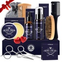 Lionmane Beard Péče Vánoční dárky Kit pro muže, Beard Mustache Grooming Kit- Beard Balm, Vousy Wash, Beard Oil, Brush, Nůžky, Narozeninové Díkůvzdání dárky pro manžela / Přítel / Táta / On