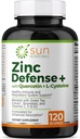 Zinek Defense + s Quercetin, Bromelain, L-cystein, EGCG (Zelený čaj extrakt), Vitamíny C, D3 & K2, 2-Month Supply, 120 VCaps, Non-GMO, gluten zdarma
