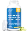 Triglycerid Omega 3 Fish Oil - High EPA & DHA for Eye, Joint, Heart & Brain Support - Omega33 Fatty Acids - Lemon Flavor - 180 Softgels - 90 Day Supply
