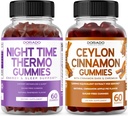 Night Time Fat Burner (60 Gummies) Weight Loss & Metabolismus Raspberry Ochucené Melatonin dodatek a Cejlon Skořice (60 Capsule) Digestion celkové Wellness Supplement - Vegan & Made in USA