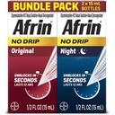 Afrin No Drip Original + Night Nasal Mist Bundle Pack, Non- Drowsy, Fast- acting Decongestant for Nasal Congestion and Sinus Pressure Relief, Dospělí a děti 6 a starší, .5 fl oz (Pack of 2)