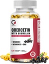 Quercetin 1000mg s bromelainem, vitaminem C & D3, zinek, bromelain quercetin doplňky pro muže a ženy, non-GMO & gluten zdarma, 120 Kapsle