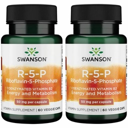 Swanson R-5-P (Riboflavin- 5-Fosfát) - vitamín B2 dodatek na podporu energie, metabolismus a vize zdraví - přírodní wellness vzorec - (60 Kapsle) (2 Pack)