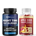 MAV NITRION Night Time Hořáky na tuk Kapsle a Apple Cider Ocet gumové gumy 124; Přes noc Metabolismus Booster pro Somech Tuk Burning Podpora s melatonin & ACV 124; 1 Měsíční dodávky