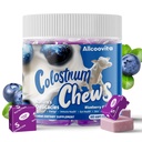 Bovine Colostrum Chews dodatek s probiotika pro Gut zdraví, nadýmání, imunitní podpora, kůže, růst vlasů a krása - Blueberry Flavor (60 Služeb)
