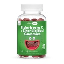 Bezinky Zinkové gumové - Organické Sambucus Elderberry gumové se zinkem a vitaminem C - Veganská imunitní podpora pro dospělé a děti - Žvýkací bezobratlé doplňky pro zvýšení imunity - 60 Gumy