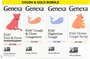 Genexa Kids 'Clean Cough Medicine & Honey Cough Syruption, Pain & Fever Reducer Value 4-Pack, Barvy Free, 0% umělé přísady, Kašel Péče o děti, Horečka & Pain Reliever, 16 fl oz (4 láhve)