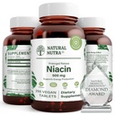 Natural Nutra Time- Release Slow Niacin 500mg (Vitamin B3), Podpora zdraví cholesterolu, Podporuje kardiovaskulární zdraví, podporuje kožní buňky a zlepšit kognitivní funkce, 250 Vegan tablety