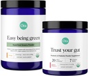 Ora Organic Prebiotic & Probiotic Powder & Green Powder Bundle: 20 Billion Probiotic, Apple & Malina Flavor, 30 Servings & 20 + Superfood Greens Blend - Citrus Flavor, 30 Servings
