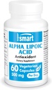 Supersmart - Alpha Lipoic Acid 500 mg / den - High Potency Universal Antioxidant - ALA dodatek 124; Non- GMO & gluten zdarma - 60 Vegetariánské kapsle