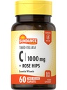 Sundance Vitamin C 1000mg s Rose Hips CARL 124; 60 potažených kapslí CARL 124; Časované uvolnění CARL 124; Vegetarian, Non- GMO, a gluten zdarma dodatek