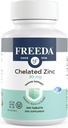 Freeda Chelated Zinc 30mg - TRAACS ® Zinek Bisglycinát pro vysokou absorpci - Vegan, Kosher, Gentle on Stomach - Imunitní podpora pro dospělé, muže a ženy - 250 malých tablet