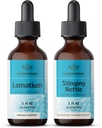 HERBAMAMA Herbal Liquid Drops Kit - Bundle of Lomatium Root Extract and Singing Nettle Tincture 2 fl oz - Vegan, Non- GMO, Sugar & Alcohol- Free - 2 Pack