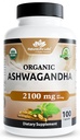 NaturaLife Labs Organic Ashwagandha 2100 mg per Serving - Root Powder & Extract - 100 Kapsle - Vegan, Non- GMO, gluten- Free
