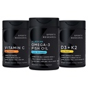 Sport Research 1250 mg Omega 3 Bezedný rybí olej - Wild Alaskan Pollock - (90 hrabě), High Potency Vegan Vitamin C 1000mg (240 hrabě) + Vegan 5000iu Vitamin D se 100mcg Mk7 Vitamin K (60 hrabě)
